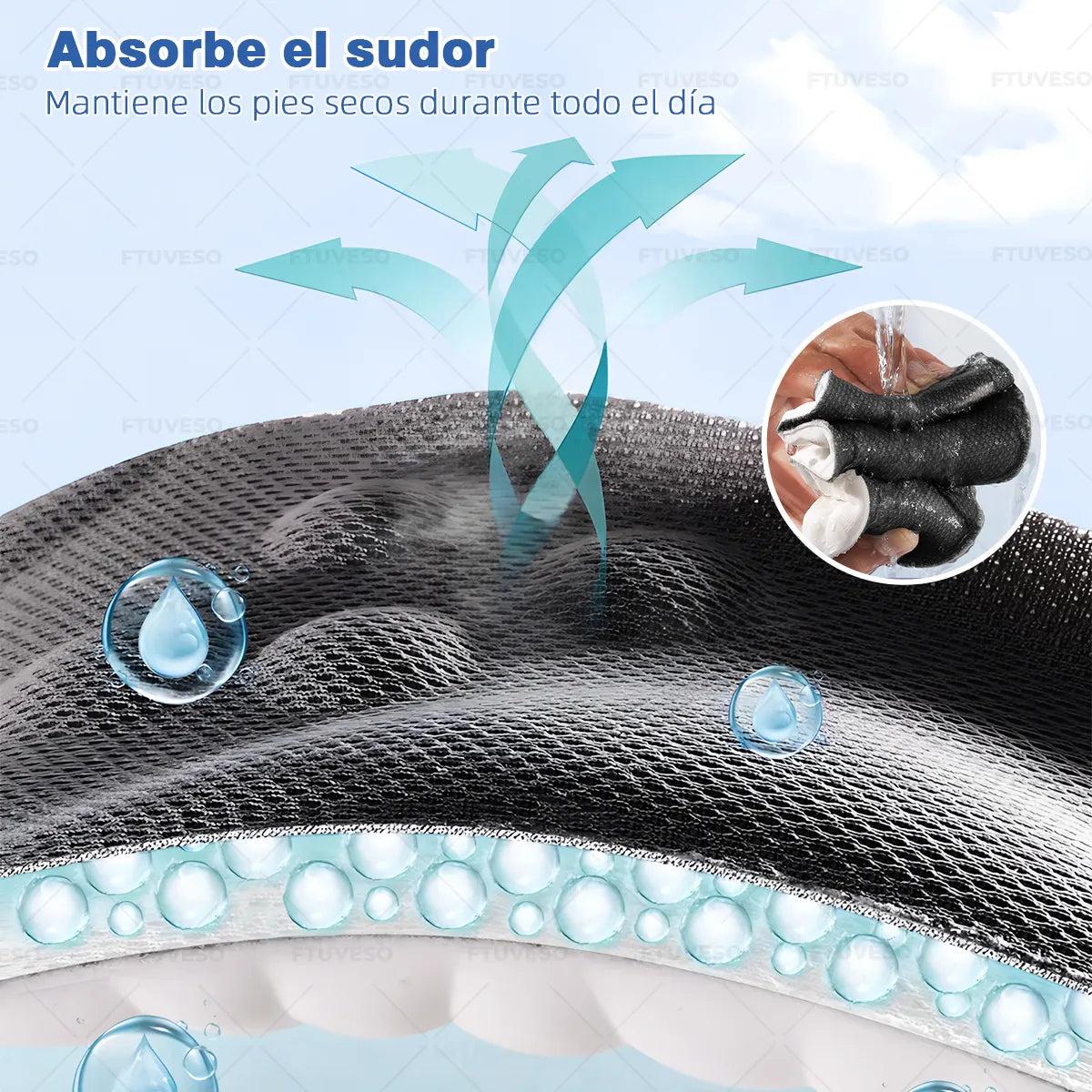 Plantillas acolchadas que absorben la humedad