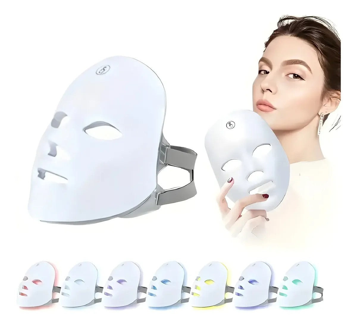 Máscara facial LED de 7 colores con modelo