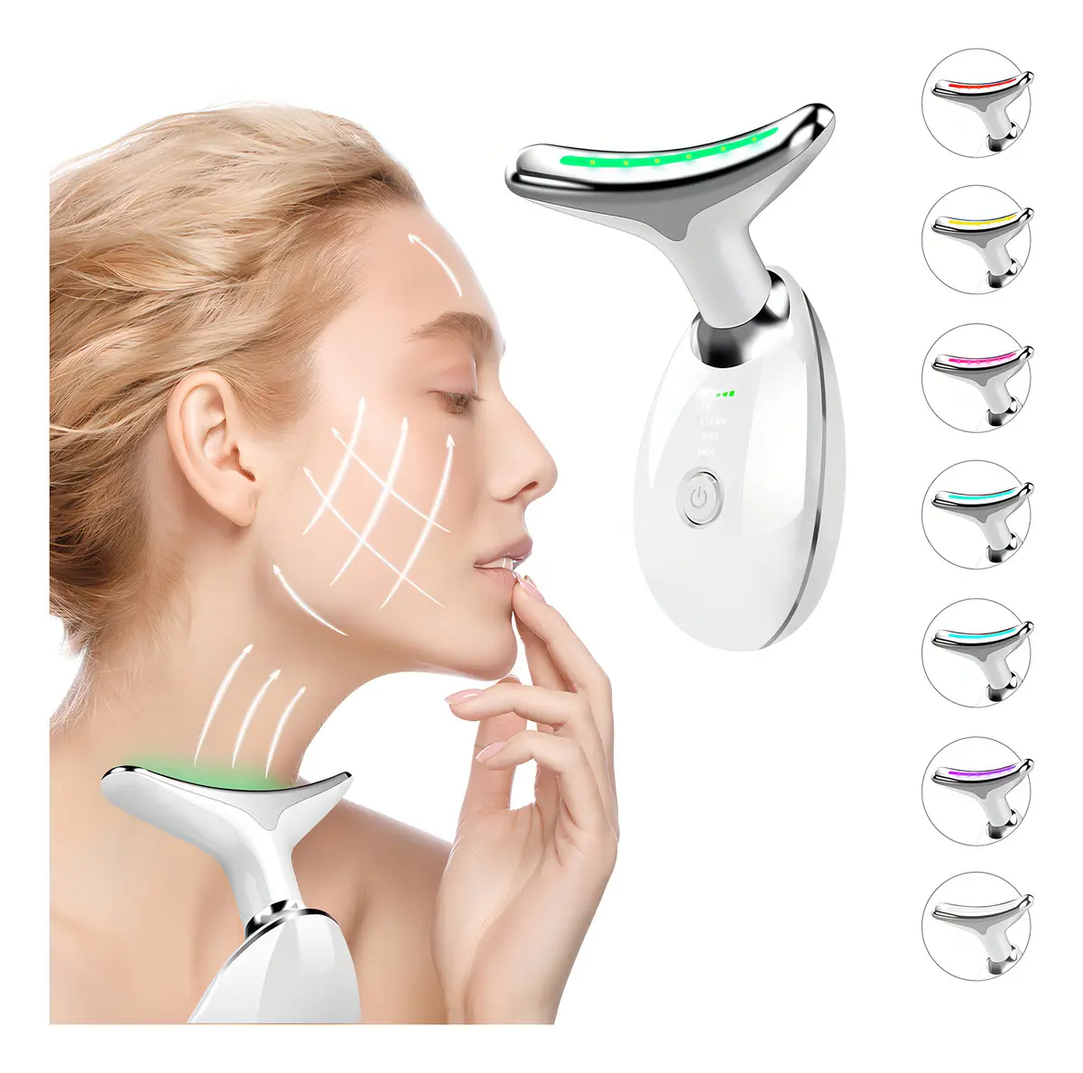 Masajeador facial en Y con luz LED y calor