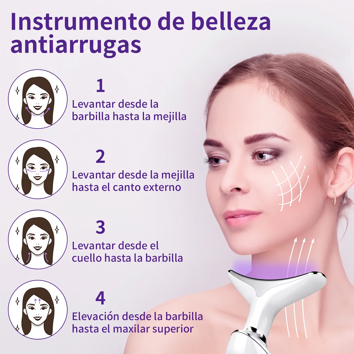 Masajeador facial en Y con luz LED y calor