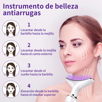 Masajeador facial en Y con luz LED y calor
