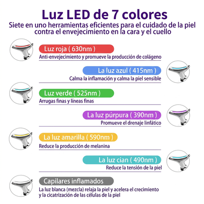 Masajeador facial en Y con luz LED y calor