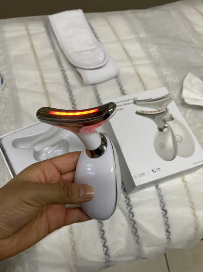 Masajeador facial en Y con luz LED y calor